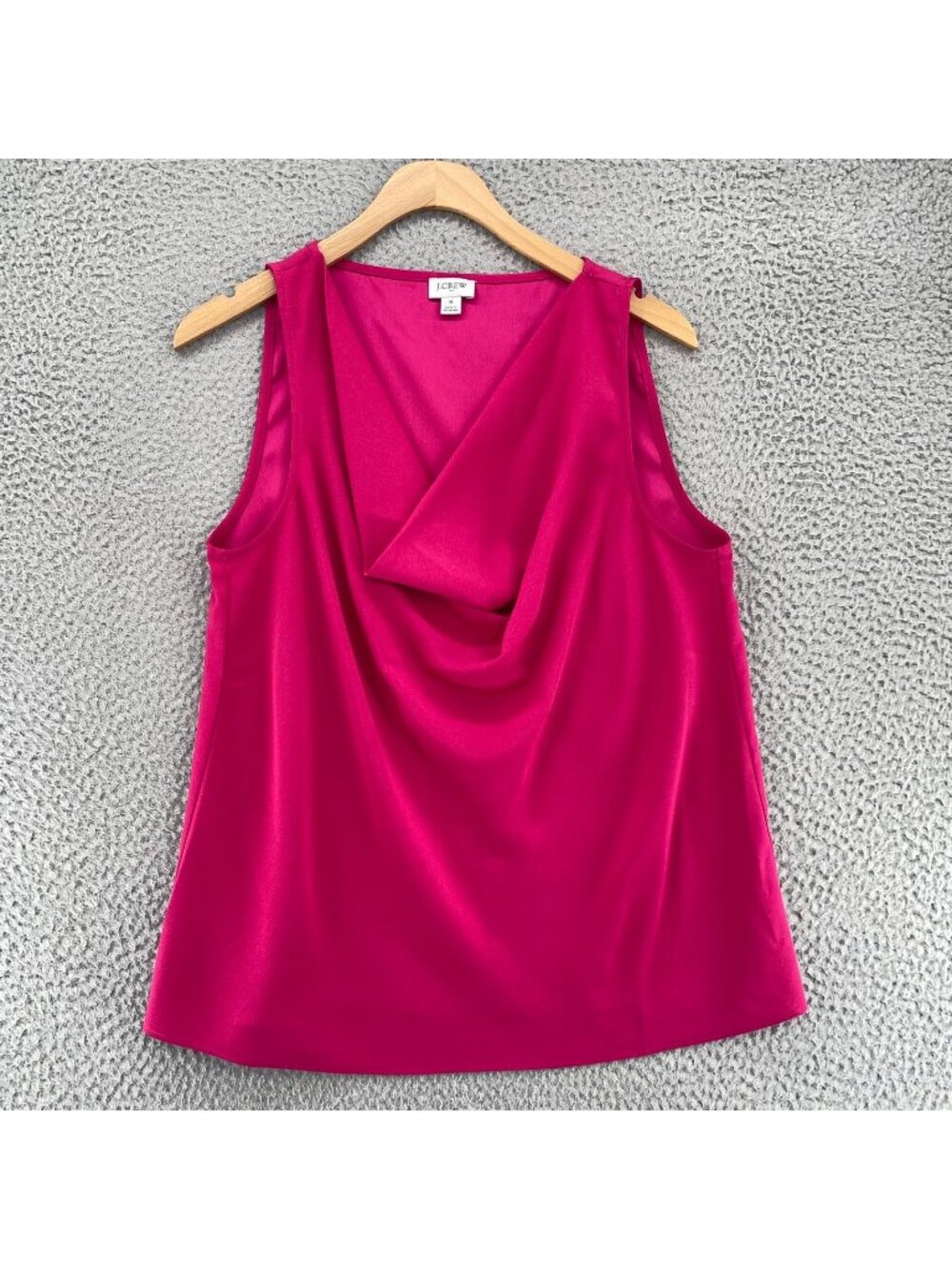 J Crew Top Womens Small Pink Crepe Tank Draped Cowl Neck Sleeveless Blouse Work